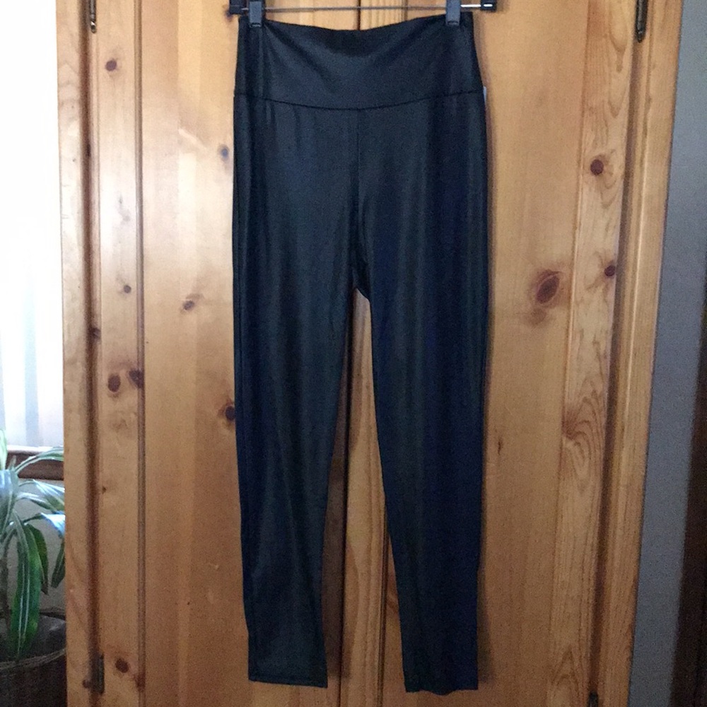 NWT Black Hi Waistband Faux Straight Legs Form Fitting Pants - Picture 2 of 14